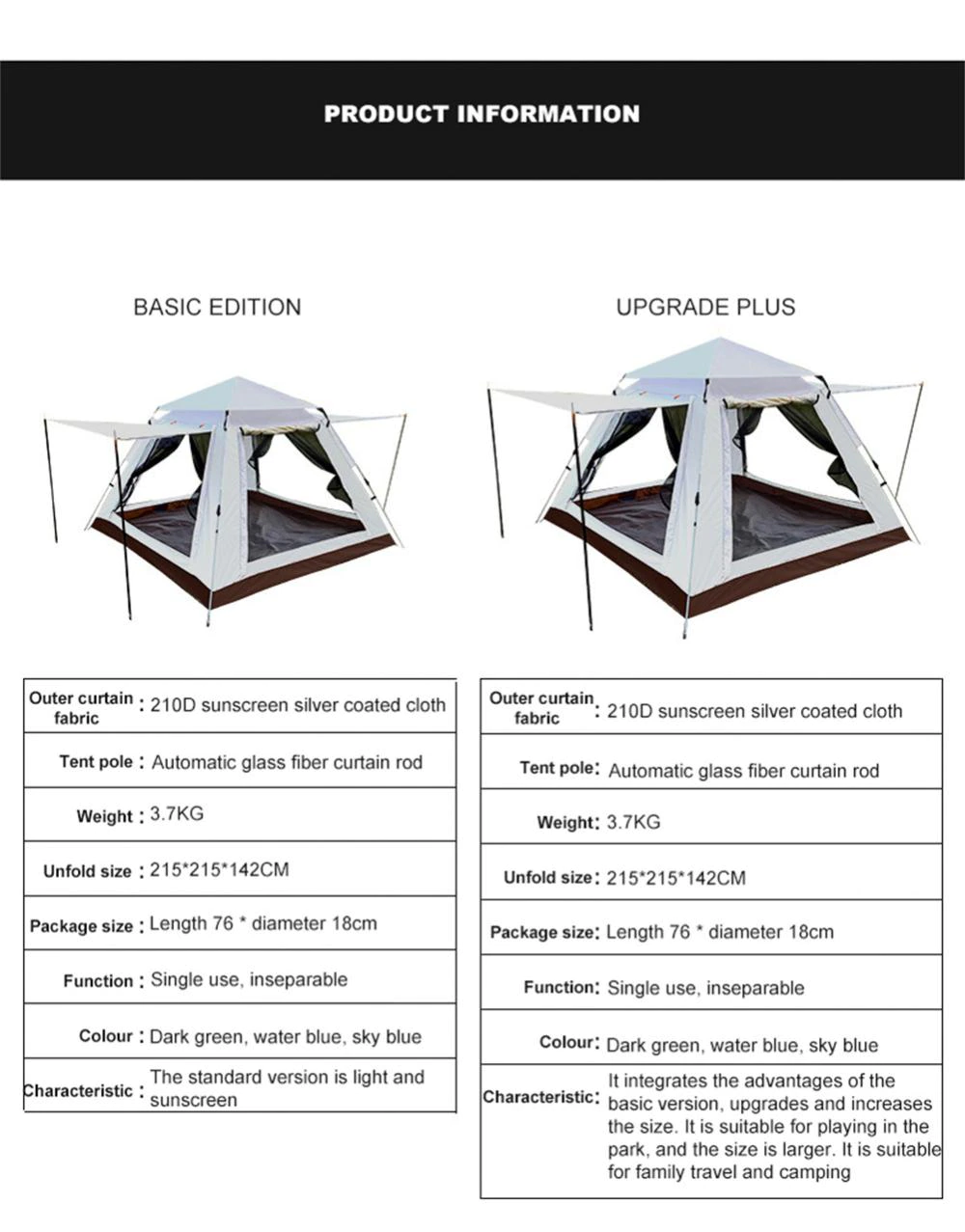 Cheap Goat Tents Automatic Tent Fiberglass Rod Ultralight Outdoor Waterproof Windproof Camping Fishing Tent Cabana Sun Shelter Tourist Awning   